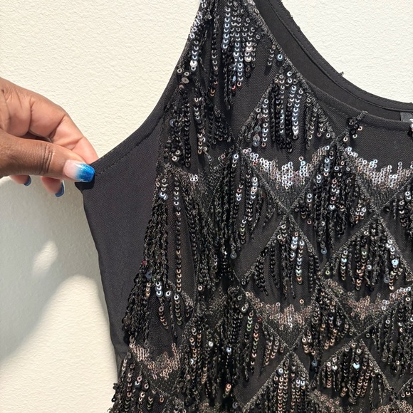 Torrid Black Mini Sequin Fringe Dress Size 2X 18/20 Flapper 1920s Cocktail Event - Picture 5 of 13